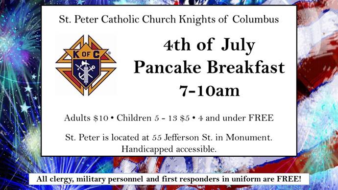 Annual St. Peter Knights of Columbus Fourth of July Pancake Breakfast